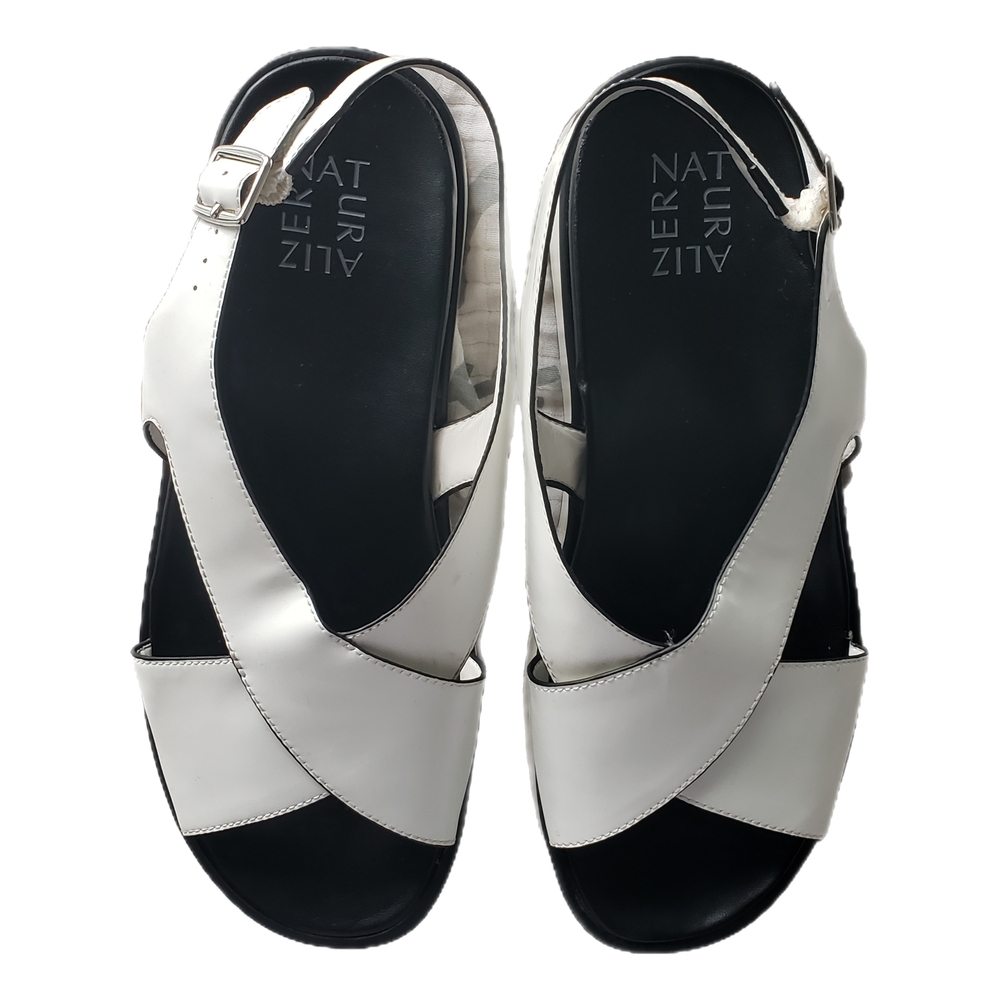 Naturalizer White Leather Crisscross Slingback Sandals – Size 8.5